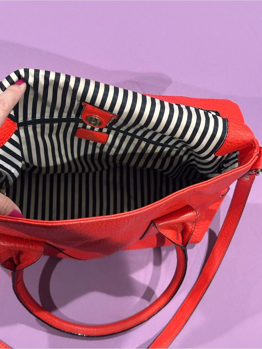 kate spade Bright Coral Leather Satchel with Tassel